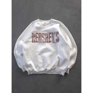 Vintage 90s Hershey's Chocolate White Crewneck Sweatshirt Jerzees XL